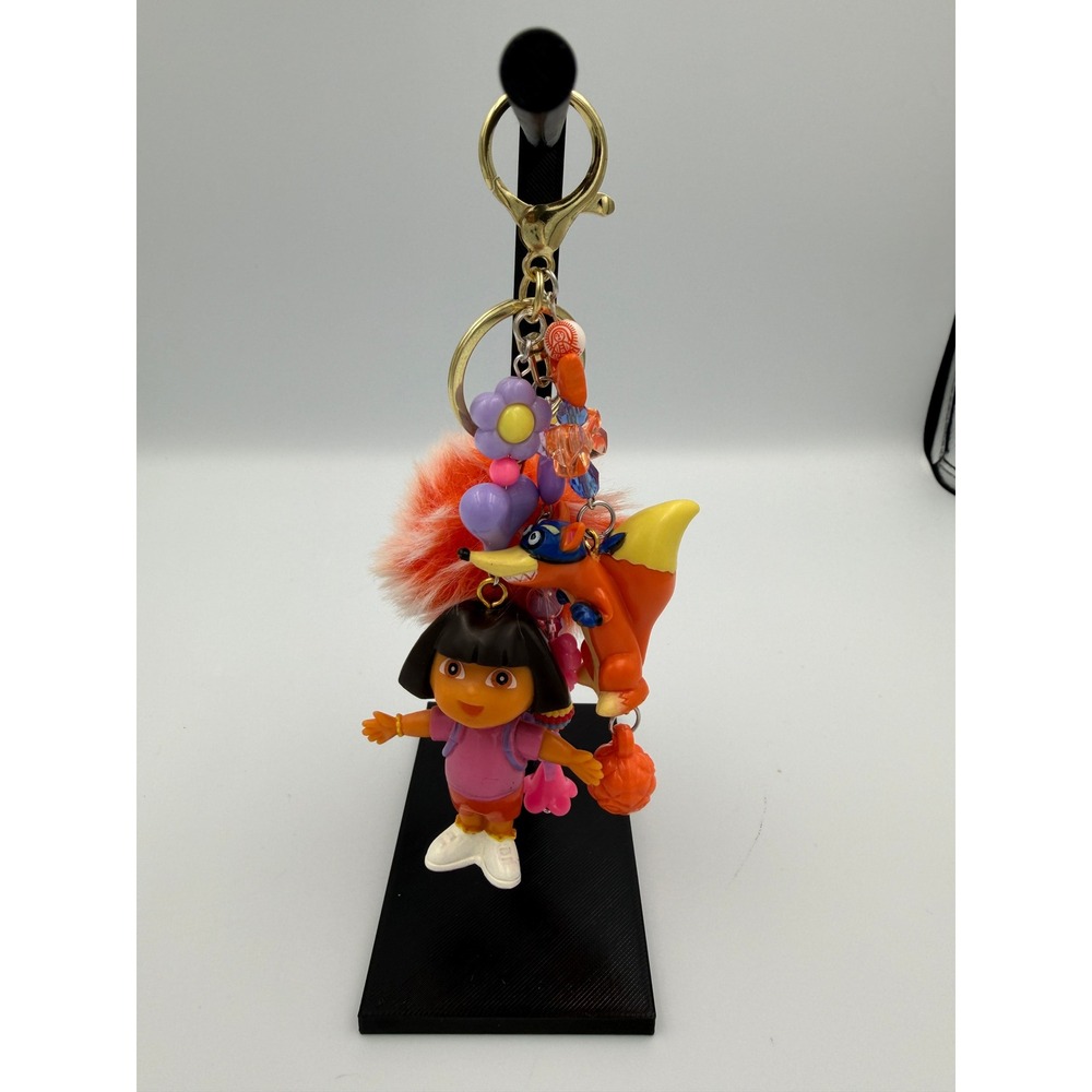 Custom Figurine Dora the Explorer and Swiper Bag Charm Handmade Keychain